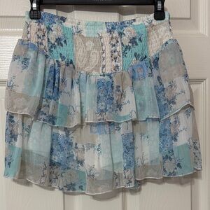 Madden NYC Floral Patchwork Tiered Skirt